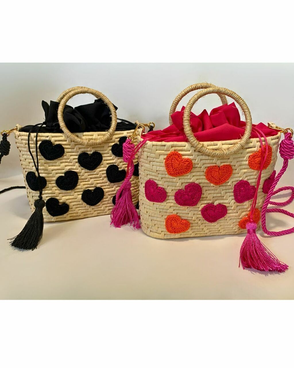 Bolsa De Palha Artesanal Coração